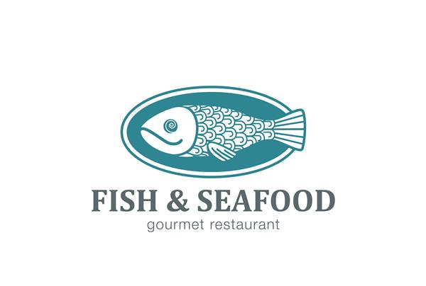 نماد وکتور لوگوی ماهی روی ظرف