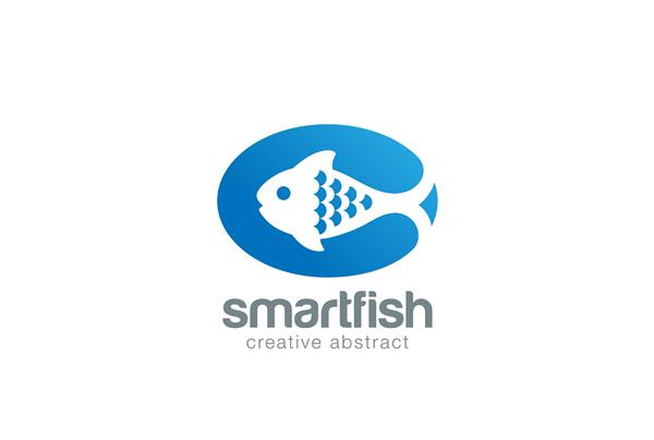ماهی انتزاعی ماهی روی نماد وکتور آرم ظرف