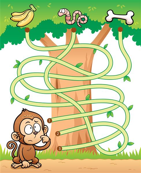 میمون بازی پیچ و خم آموزش و پرورش با غذا