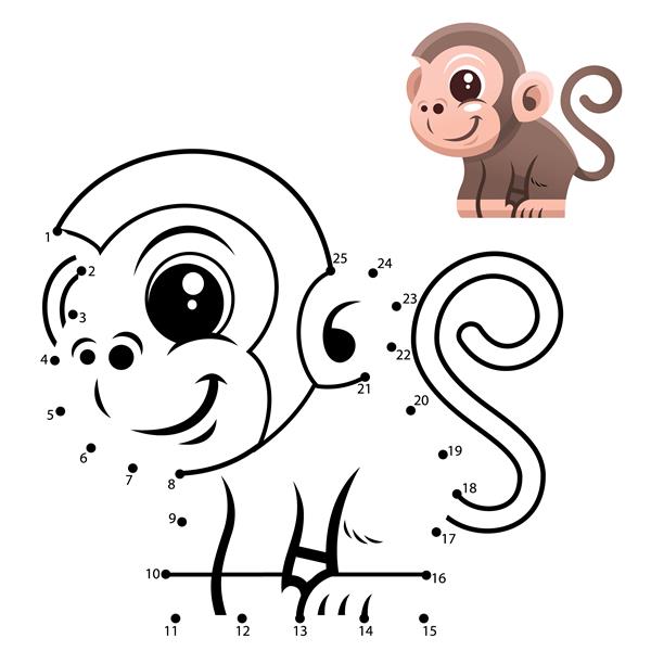 بازی آموزش اعداد بازی نقطه به نقطه کارتون میمون