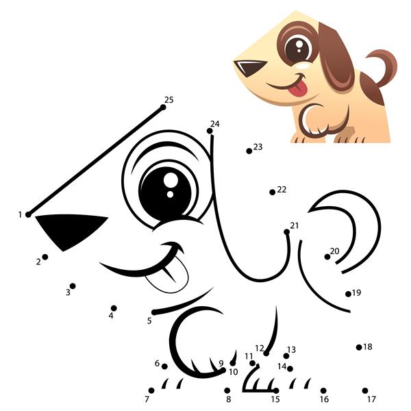 بازی آموزش اعداد بازی نقطه به نقطه کارتون سگ