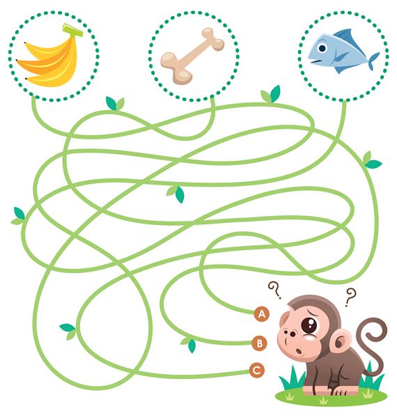 میمون بازی پیچ و خم آموزش و پرورش با غذا بازی برای بچه ها