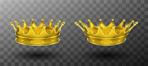 تاج های طلایی برای نماد پادشاهی یا ملکه