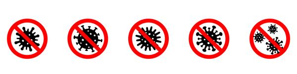 نماد ویروس کرونا با رنگ قرمز 2019-ncov را ممنوع می کند باکتری های کروناویروس مفاهیم کرونا را متوقف کنیم