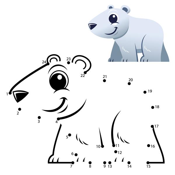 بازی آموزش اعداد بازی نقطه به نقطه کارتون خرس قطبی
