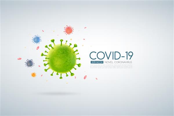 شیوع ویروس کرونا طرح کووید -19 با سقوط سلول ویروس در زمینه روشن
