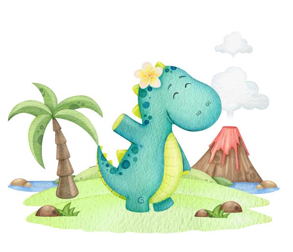 دایناسور ناز دست خود را در جزیره ای با آتشفشان تکان می دهد