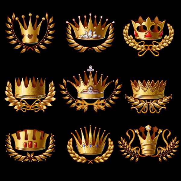 مجموعه تاج های سلطنتی طلا زیبا