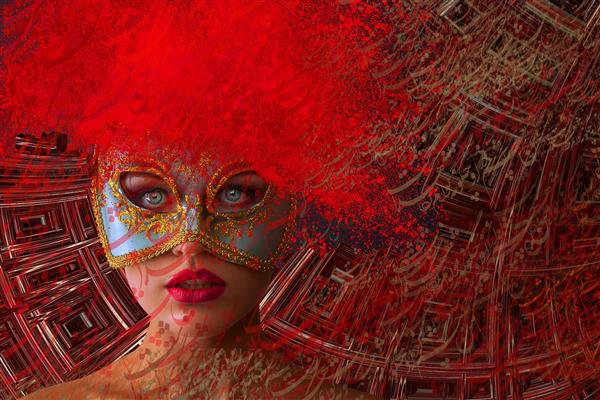 دختر زیبا کلاه قرمز دیجیتال آرت اثر ساناز ملکی