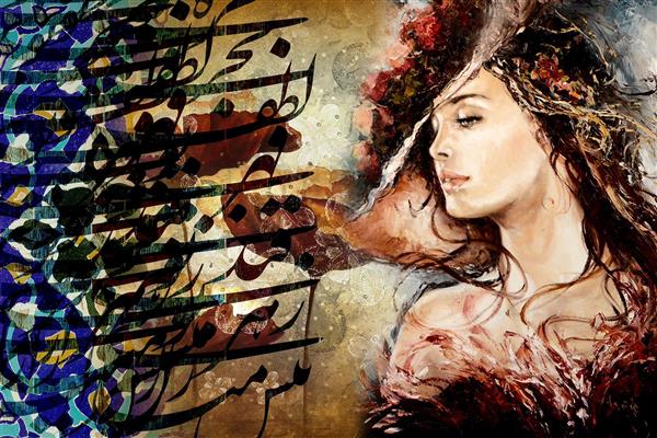 دختر زیبا کلاه گل دیجیتال آرت اثر ساناز ملکی