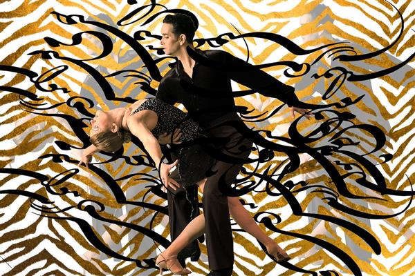 زوج رقصنده زمینه شعر دیجیتال آرت اثر ساناز ملکی