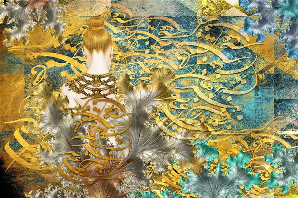 دختر زیبای مو طلایی نقاشیخط اثر سامان رئوفی