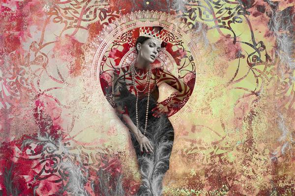 کت واک مانکن زیبا روی صحنه هنر دیجیتال اثر سامان رئوفی