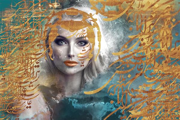 ملکه زیبای بلوند با تاج طلایی باروک هنر دیجیتال اثر سامان رئوفی