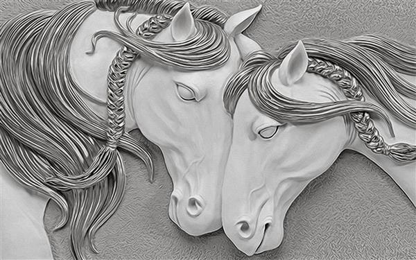 پوستر سه بعدی اسب های زیبا با یال