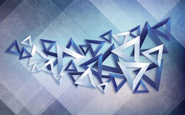 طرح پوستر سه بعدی مثلث های آبی و سفید