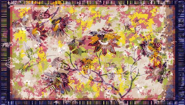 طرح وکتور زینتی رنگارنگ برای فرش تاپیس پتو شال الگوی قومی هندسی