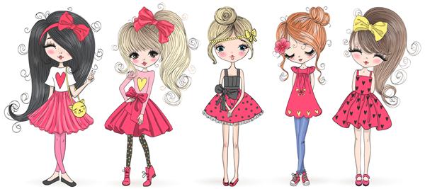 پنج دختر زیبا کارتونی