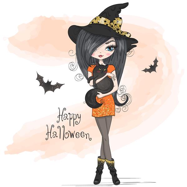 جادوگر دختر زیبا و ناز هالووین