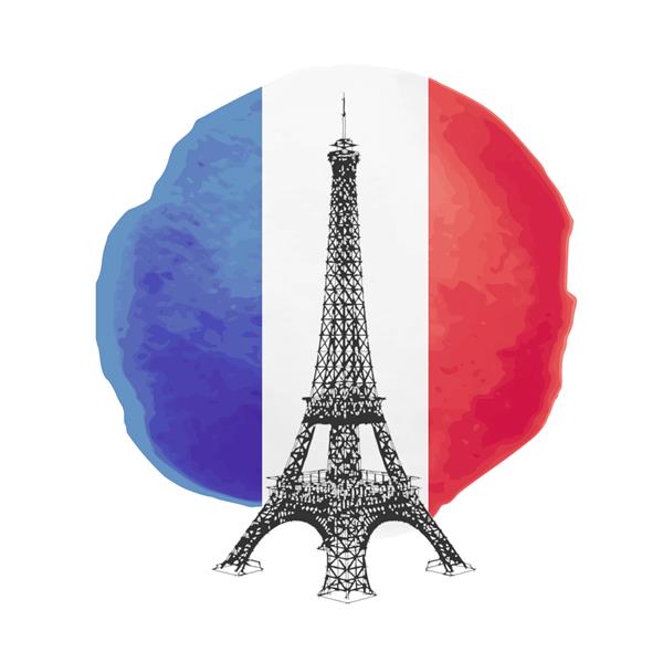 تصویر برج ایفل بر روی پرچم فرانسه تصویر وکتور