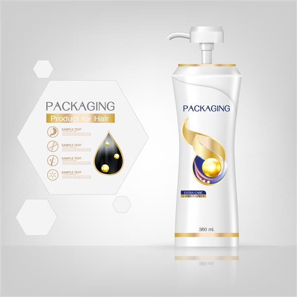 محصولات بسته بندی طراحی مراقبت از مو قالب های بطری شامپو در زمینه سفید