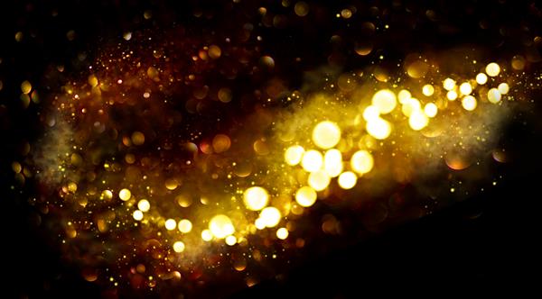 ستارگان پر زرق و برق کریسمس و سال نو روی پس‌زمینه سیاه بوکه پس‌زمینه‌ای با ستاره‌های طلایی درخشان