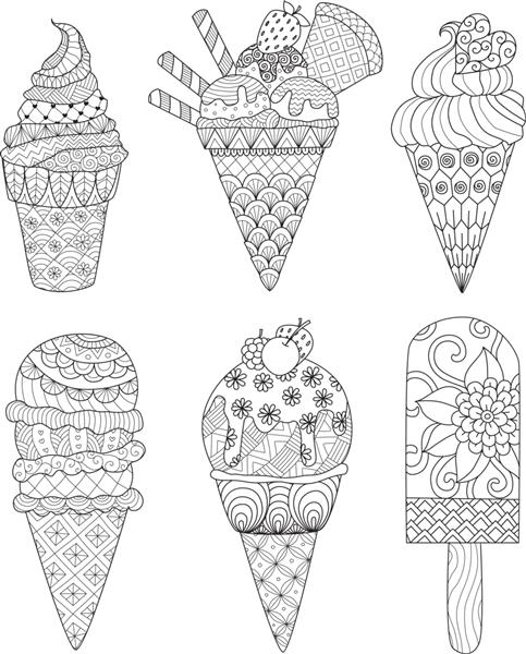 مجموعه بستنی نقاشی با دست