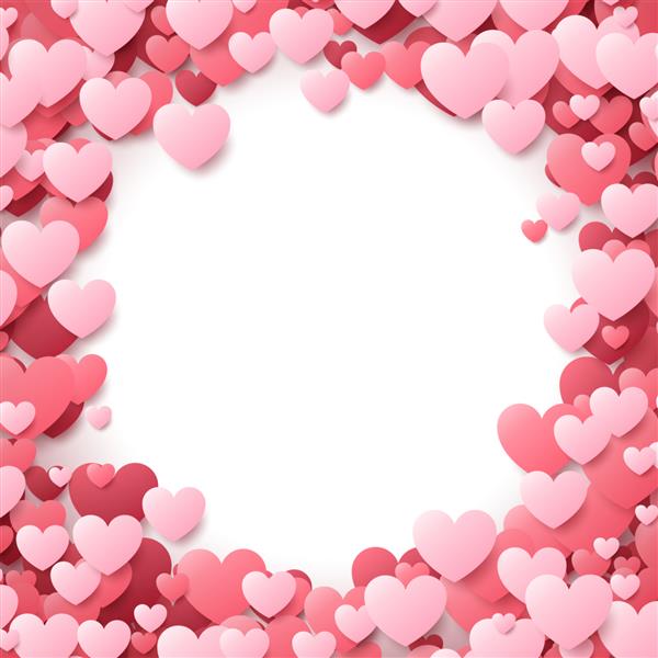 پوستر روز ولنتاین با قلب های قرمز و صورتی زمینه