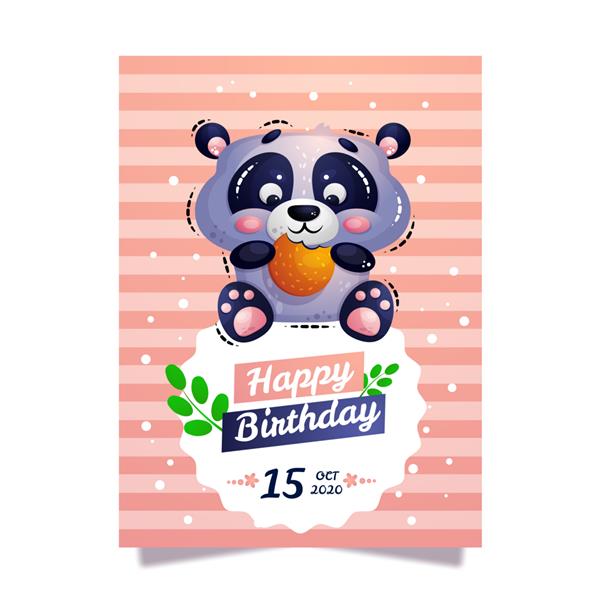 کارت پستال تبریک تولد با پاندا