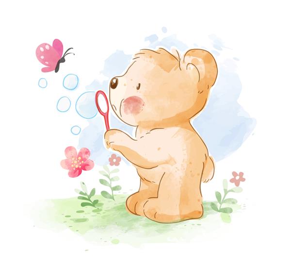 حباب دمیدن خرس کوچک با تصویر پروانه کوچک