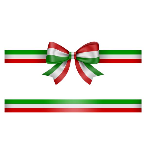 پاپیون و روبان سه رنگ سبز پاپیون سفید و قرمز با روبان رنگ پرچم ایتالیا یا مکزیک