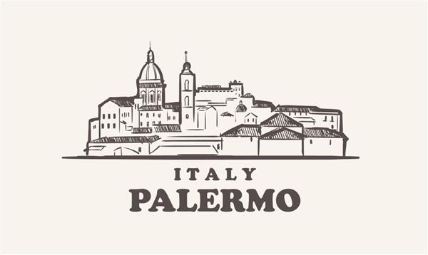 طرح مناظر شهری پالرمو با طراحی دستی ایتالیا