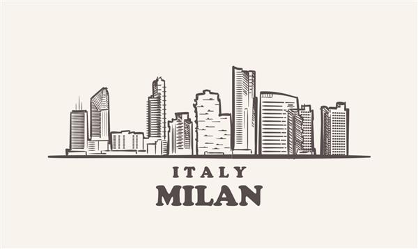 تصویر طراحی دستی مناظر شهری میلان در ایتالیا