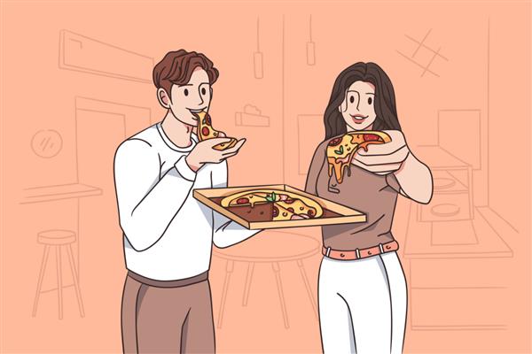 مفهوم فست فود و خوردن پیتزا