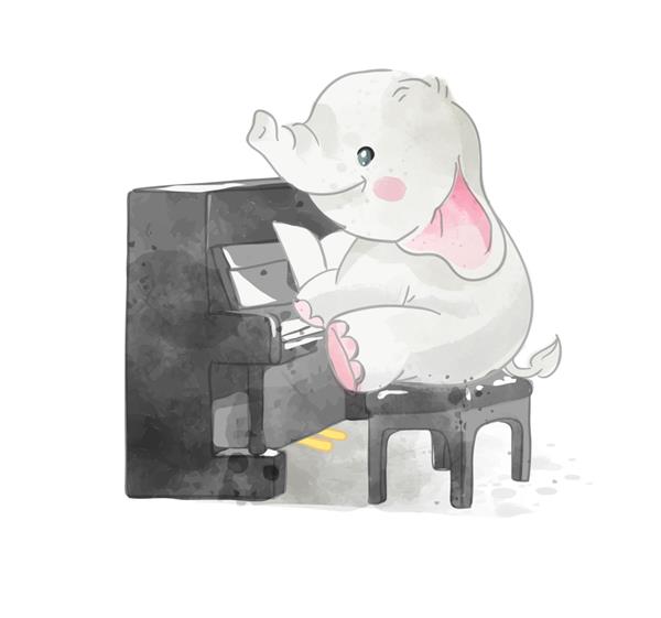 فیل کارتونی زیبا تصویر پیانیست