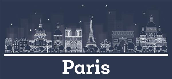 خط افق شهر پاریس فرانسه را با ساختمان های سفید ترسیم کنید تصویر