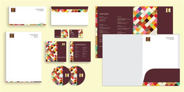 ترکیب الگوی جعبه مربع رنگارنگ هویت تجاری شرکتی مدرن ثابت