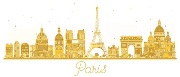 شبح طلایی خط افق شهر پاریس تصویر برداری مفهوم سفر کاری پاریس جدا شده در پس زمینه سفید
