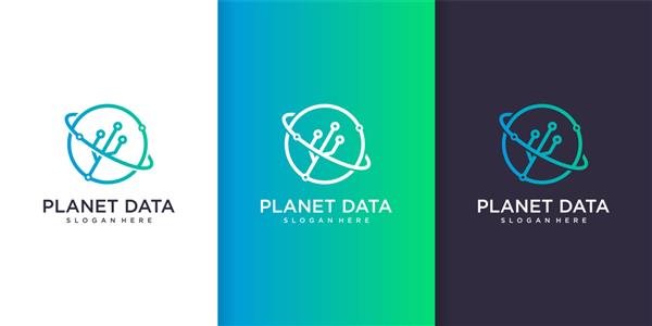 لوگوی داده سیاره با وکتور ممتاز الگوی طراحی مفهومی فناوری خط هنر