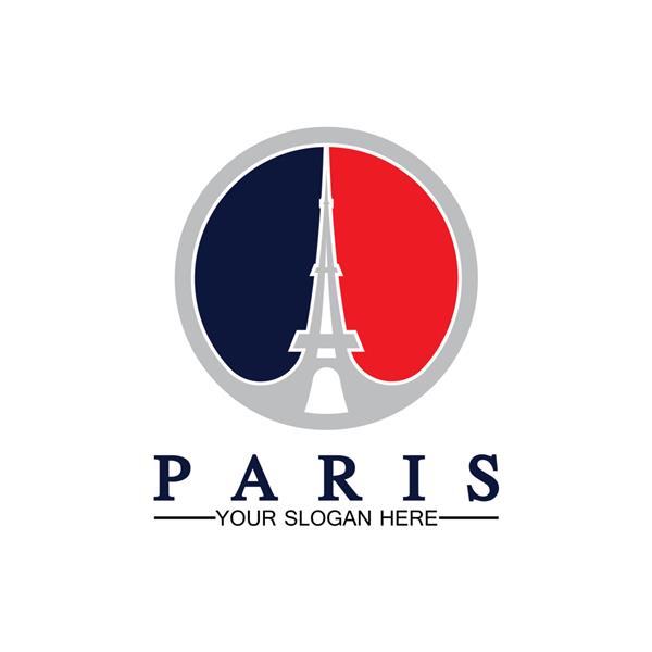 پاریس و برج ایفل آرم آیکون وکتور طراحی قالب تصویرگر