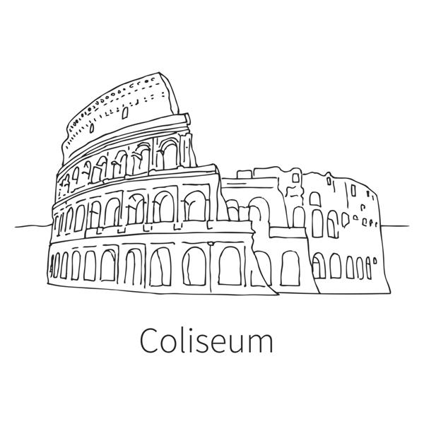 تصویر طراحی معروف کولیسئوم در رم تصویر وکتور