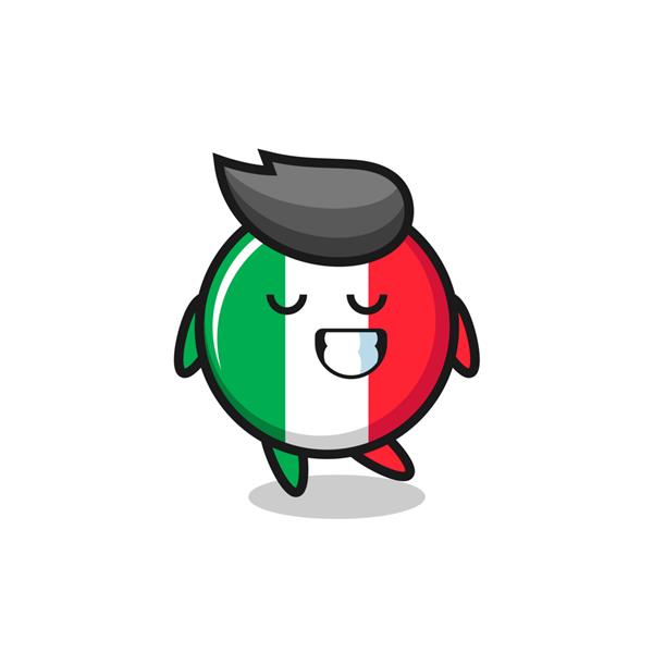 تصویر کارتونی پرچم ایتالیا با بیان خجالتی طراحی زیبا برای تی شرت برچسب عنصر لوگو