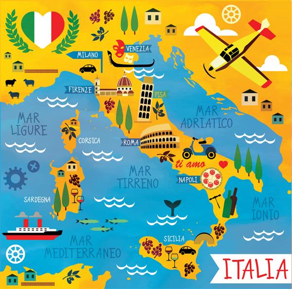نقشه کارتونی ایتالیا
