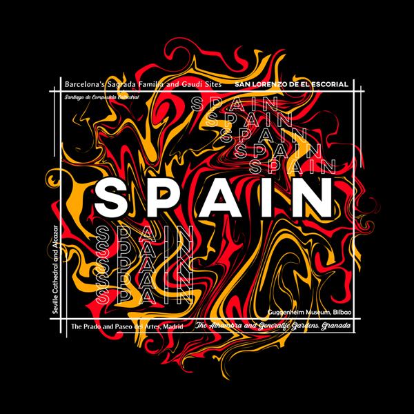 طراحی گرافیکی تیشرت اسپانیا در تصویر برداری سبک انتزاعی