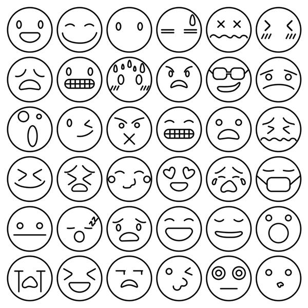 شکلک های ایموجی مجموعه احساسات بیان چهره را تنظیم می کنند