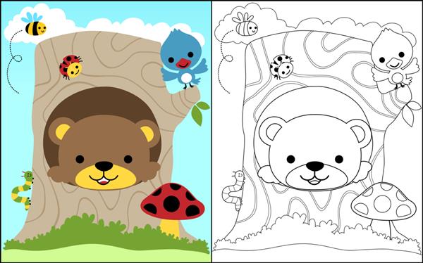 کتاب رنگ آمیزی با بچه خرس و دوستان کوچک