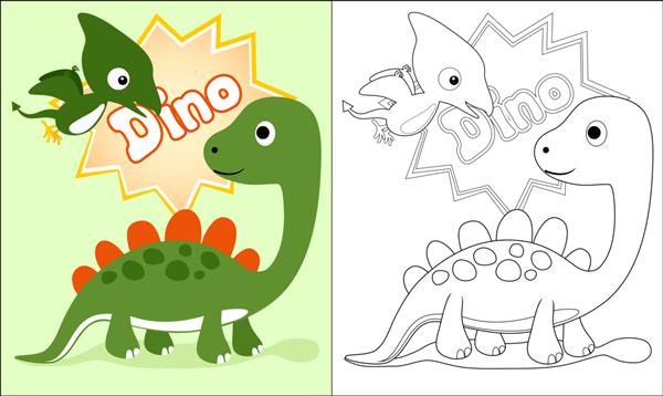 کتاب رنگ آمیزی با کارتون دایناسورهای زیبا