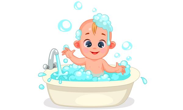 از حمام کردن نوزاد ناز با فوم و حباب