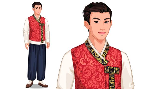 شخصیت مرد کره جنوبی با لباس سنتی