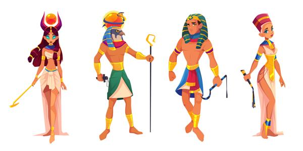 خدایان و فرمانروایان مصر باستان هاتور راع فرعون نفرتیتی خدایان مصری پادشاه و ملکه با ویژگی های مذهبی